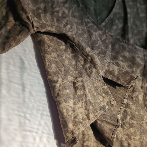 Maiwa Studio 100 Linen  Floral wrap Cropped Top S - Picture 11 of 16